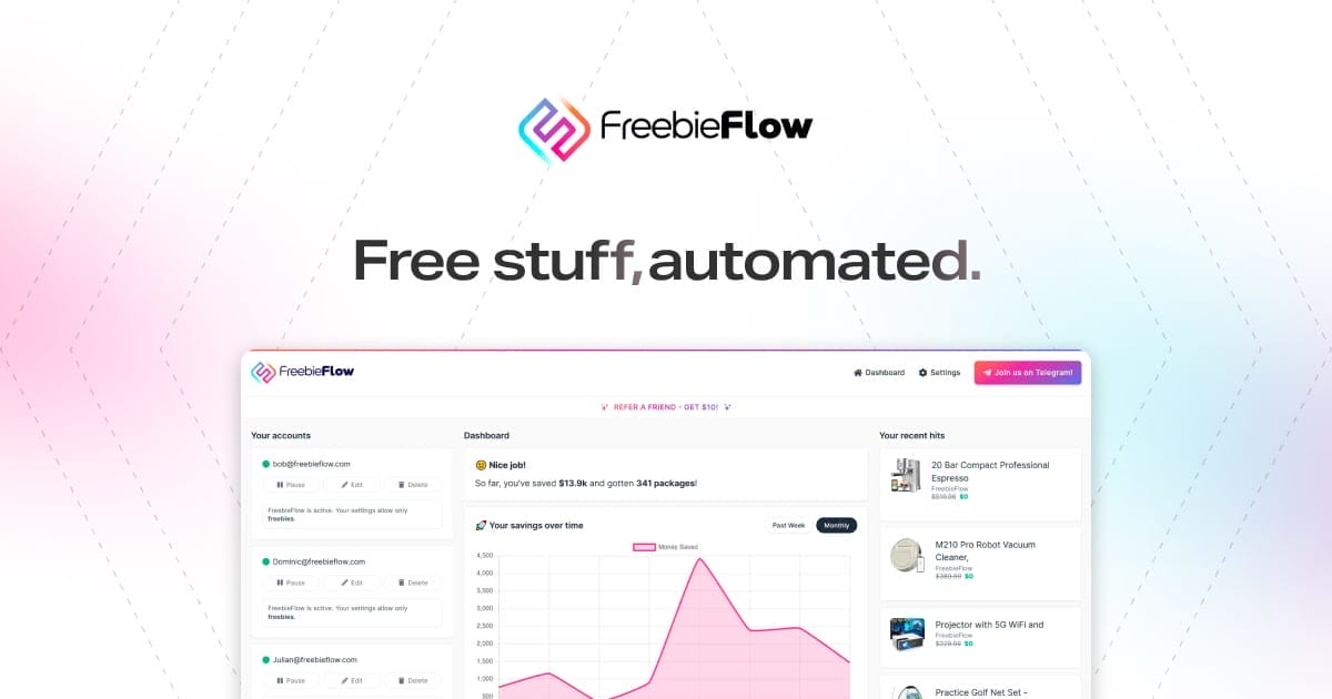 Screenshot of the FreebieFlow website.