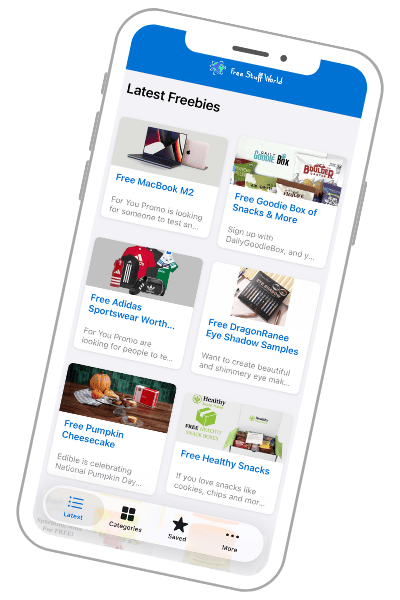 Still screenshot of Free Stuff World mobile app on iPhone